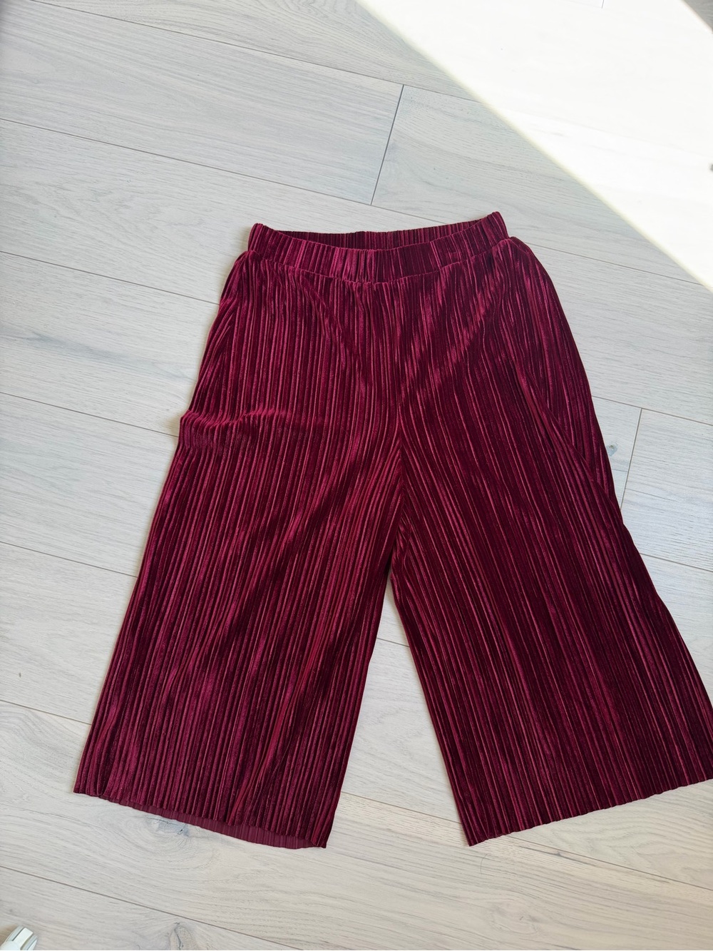 [BCBGeneration] Burgundy Pleated Flowy Cropped Pants